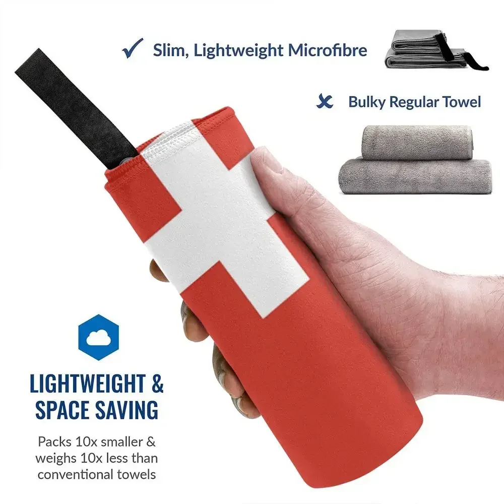 Swiss Switzerland Flag Beach Towel Soft Microfiber Quick Dry Absorbent Quick Towels For Pool