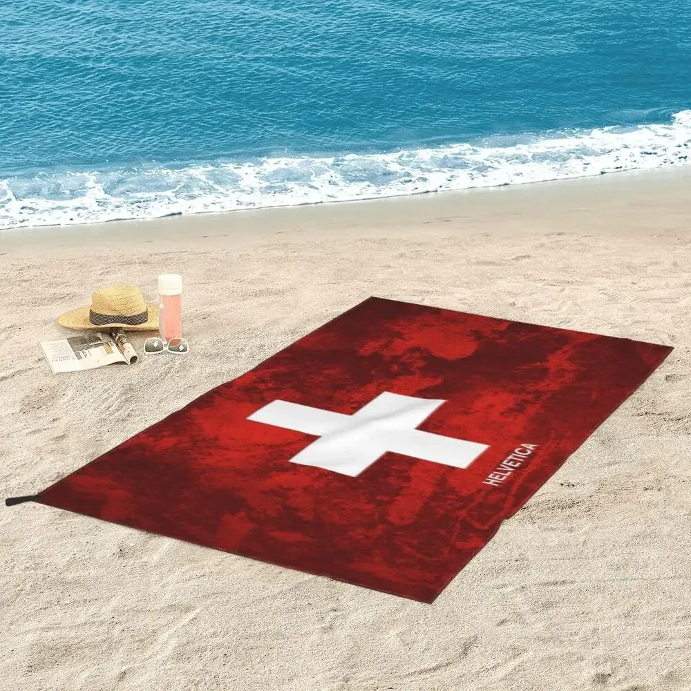 Swiss Switzerland Flag Beach Towel Soft Microfiber Quick Dry Absorbent Quick Towels For Pool