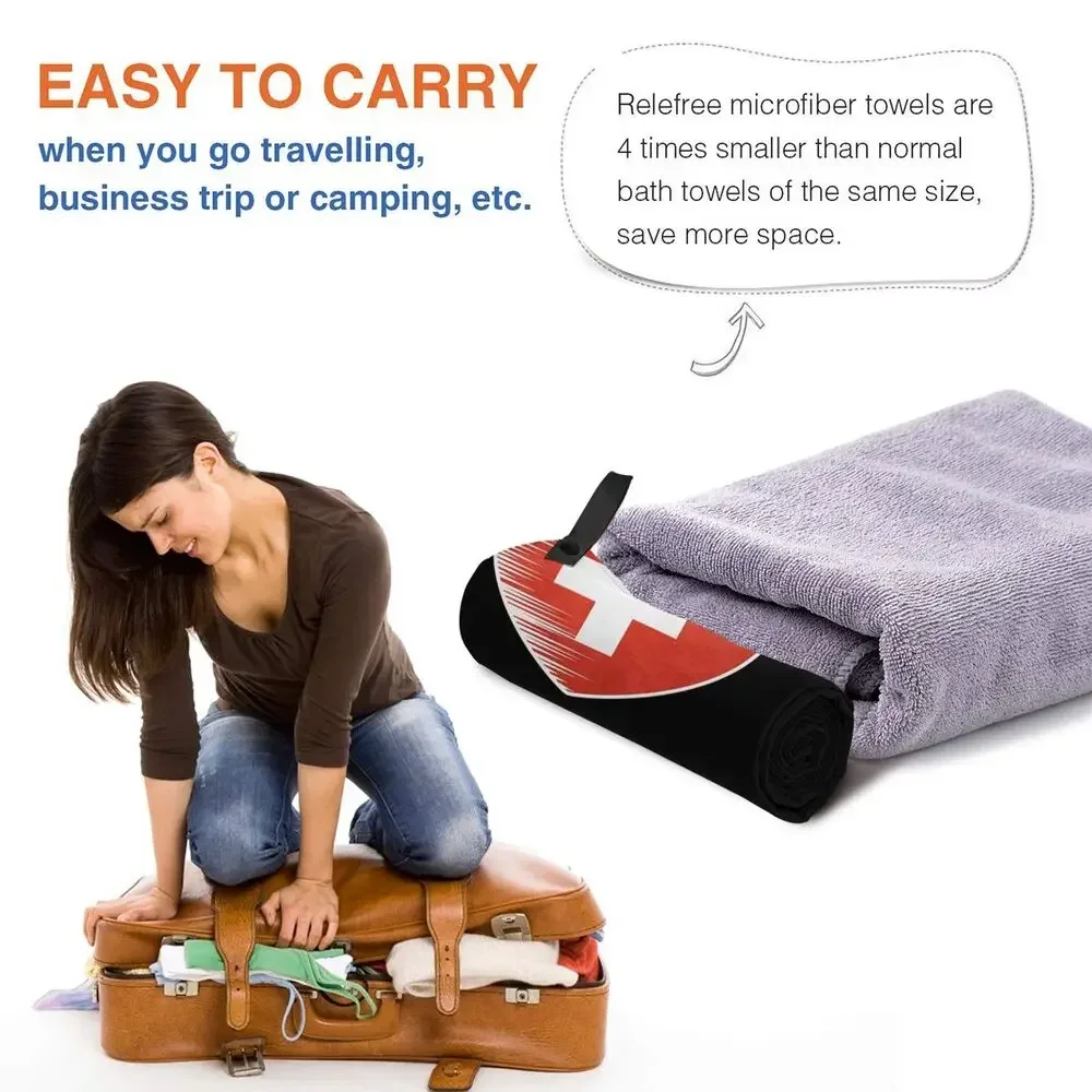 Swiss Switzerland Flag Beach Towel Soft Microfiber Quick Dry Absorbent Quick Towels For Pool