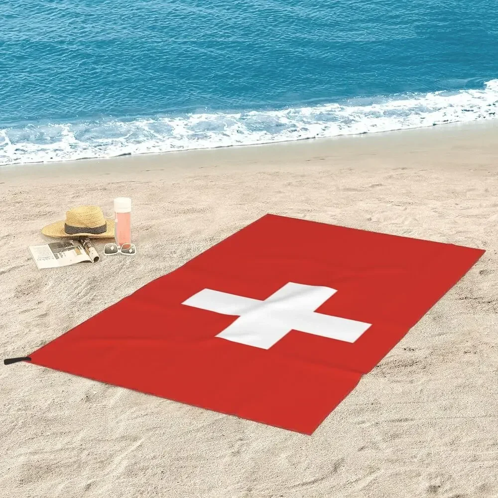 Swiss Switzerland Flag Beach Towel Soft Microfiber Quick Dry Absorbent Quick Towels For Pool