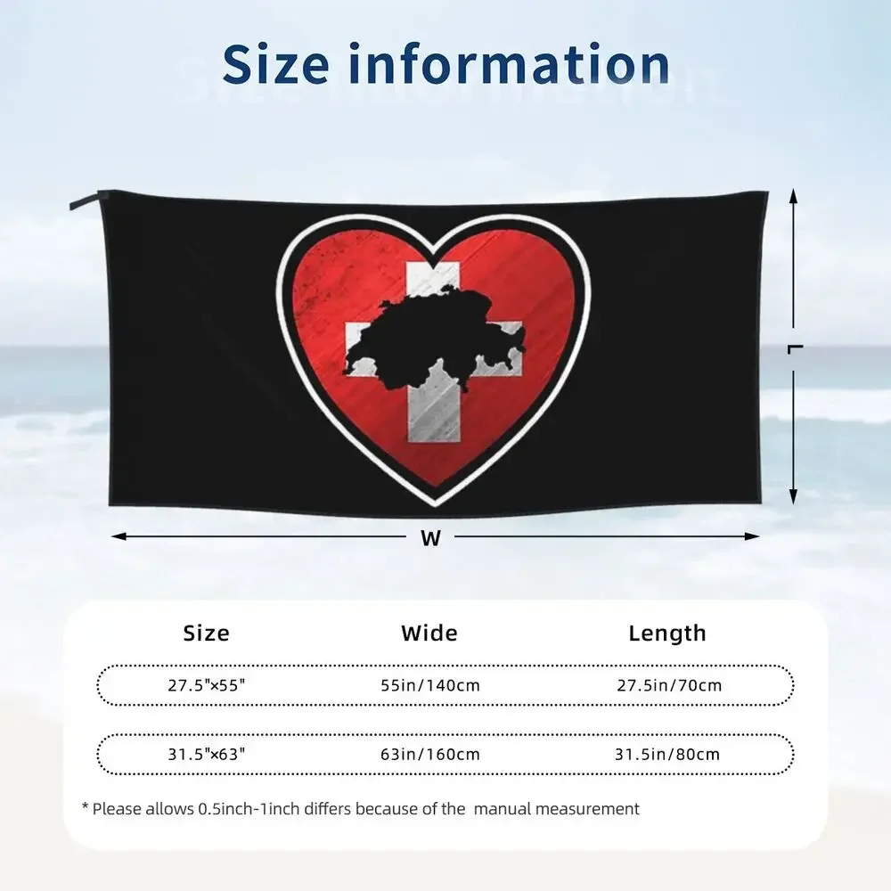 Swiss Switzerland Flag Beach Towel Soft Microfiber Quick Dry Absorbent Quick Towels For Pool