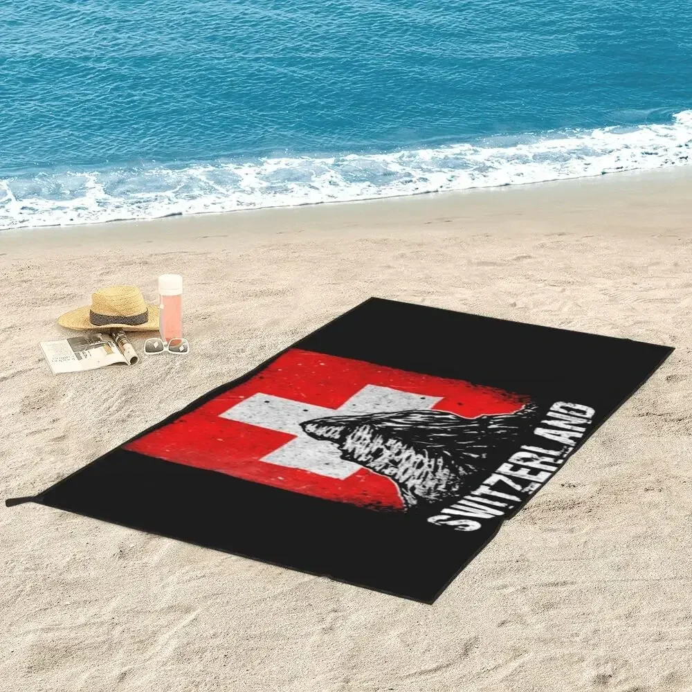 Swiss Switzerland Flag Beach Towel Soft Microfiber Quick Dry Absorbent Quick Towels For Pool