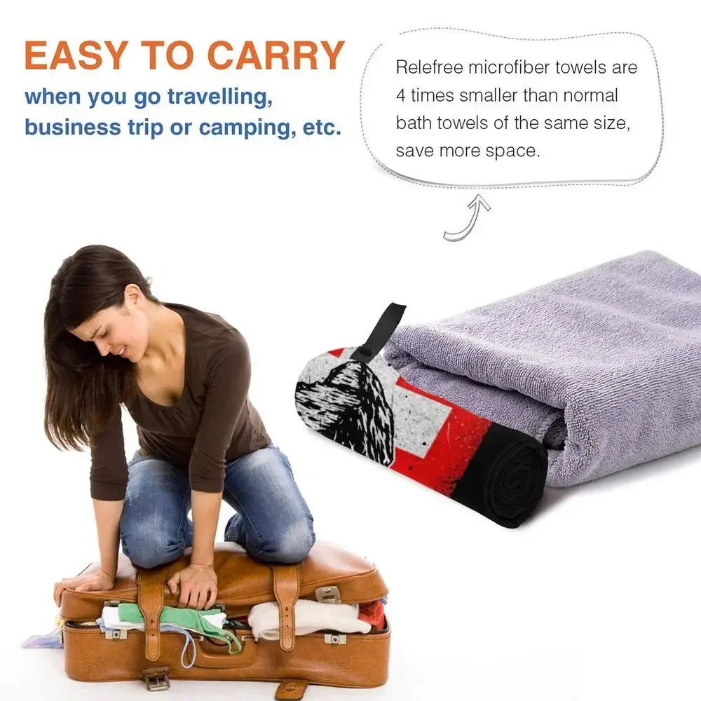 Swiss Switzerland Flag Beach Towel Soft Microfiber Quick Dry Absorbent Quick Towels For Pool