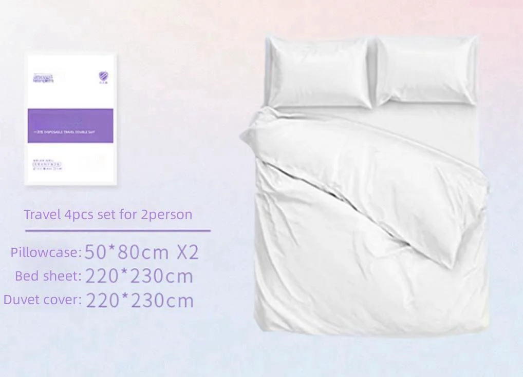 Thickened Disposable Bed Sheets Set, Duvet Covers, Pillowcases, Skin Friendly Material, Cartoon Print, Hotel Travel
