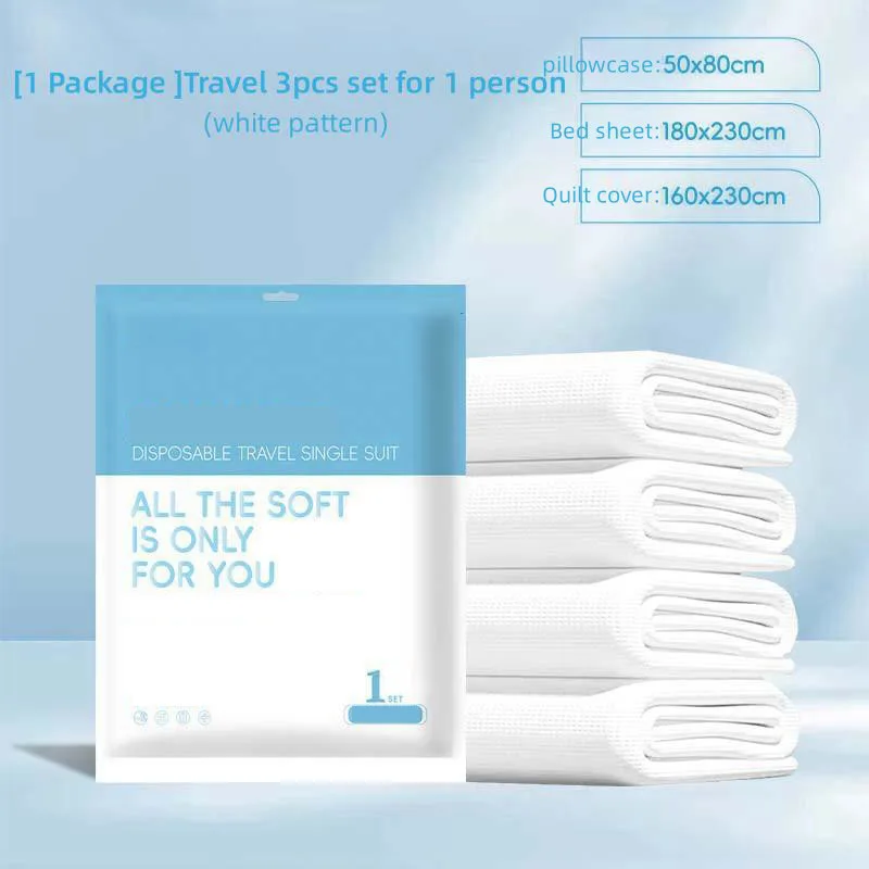 Thickened Disposable Bed Sheets Set, Duvet Covers, Pillowcases, Skin Friendly Material, Cartoon Print, Hotel Travel