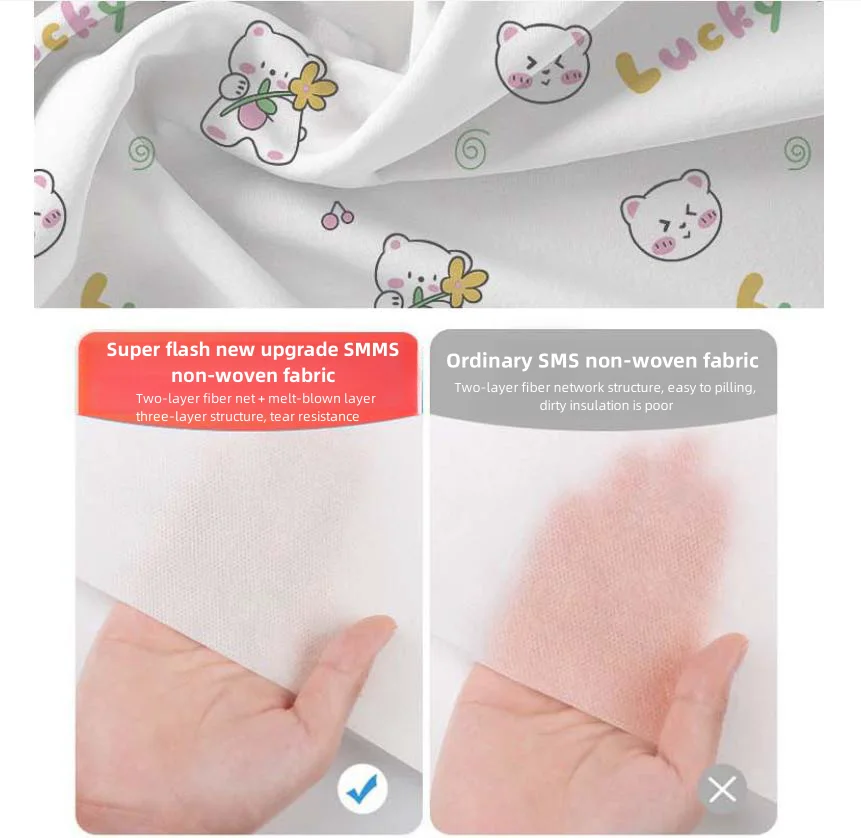 Thickened Disposable Bed Sheets Set, Duvet Covers, Pillowcases, Skin Friendly Material, Cartoon Print, Hotel Travel