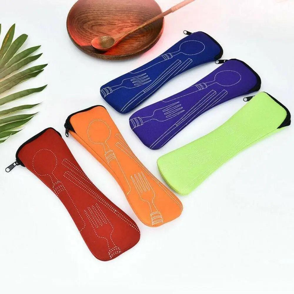 New Travel Packaging Tableware Bag Without Dinnerware Portable Cutlery Bags Picnic Fork Spoon Tableware Case Home Kitchen