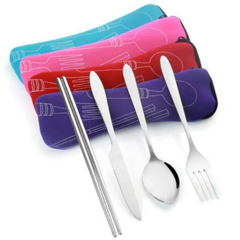 New Travel Packaging Tableware Bag Without Dinnerware Portable Cutlery Bags Picnic Fork Spoon Tableware Case Home Kitchen