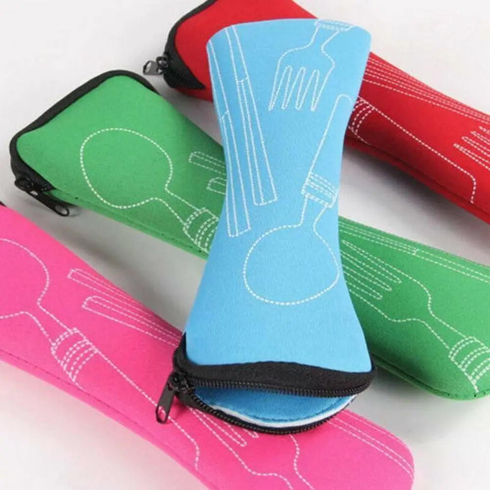 New Travel Packaging Tableware Bag Without Dinnerware Portable Cutlery Bags Picnic Fork Spoon Tableware Case Home Kitchen