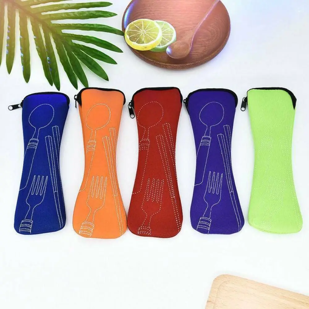 New Travel Packaging Tableware Bag Without Dinnerware Portable Cutlery Bags Picnic Fork Spoon Tableware Case Home Kitchen