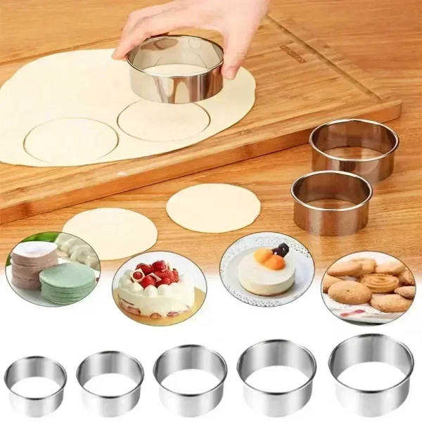 Stainless Steel Round Cake Rings Biscuit Mold DIY Dumpling Skin Cutting Tool Fondant Press Shaped Decorating Kitchen Baking Tool