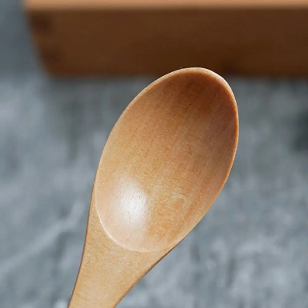 1Pcs Natural Wooden Spoon Rice Soups Spoon Utensil Cereal Spoon Handmade Home Cookware Dinnerware Cutlery Kitchen Accessories