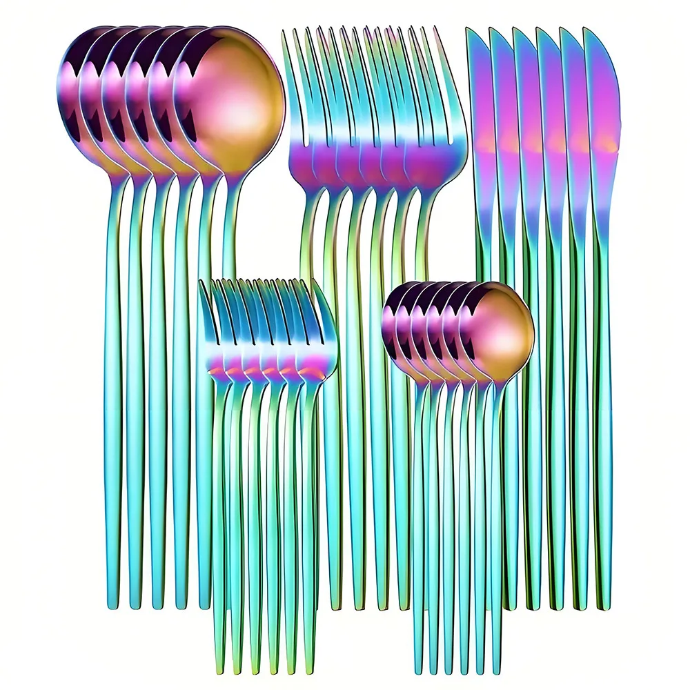 30Guest Golden Rose Gold Plastic Cutlery Set Crystal Clear Cutlery-set Plastic Dinner Knife Fork Spoon Birthday Party Household