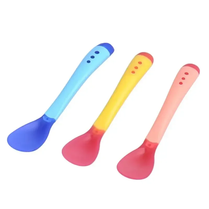 Silicone Baby Feeding Spoons Tableware Waterproof Spoon Temperature Sensing Spoonsuitable for Children's Feeding Baby Spoons