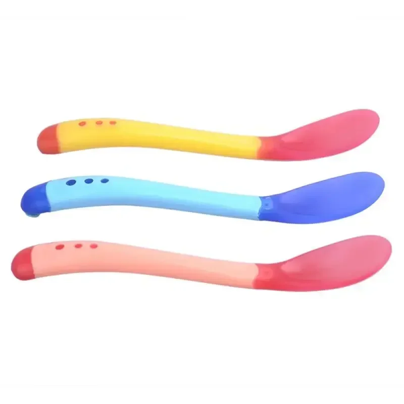 Silicone Baby Feeding Spoons Tableware Waterproof Spoon Temperature Sensing Spoonsuitable for Children's Feeding Baby Spoons
