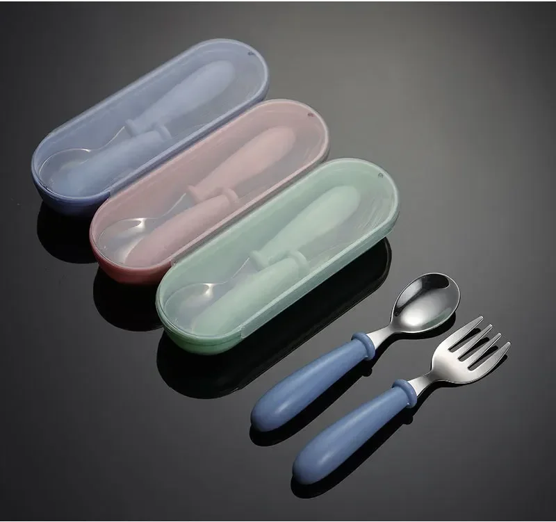 Child Feeding Tableware Set Children Utensil Stainless Steel Toddler Dinnerware Cutlery Cartoon Infant Food Feeding Spoon Fork