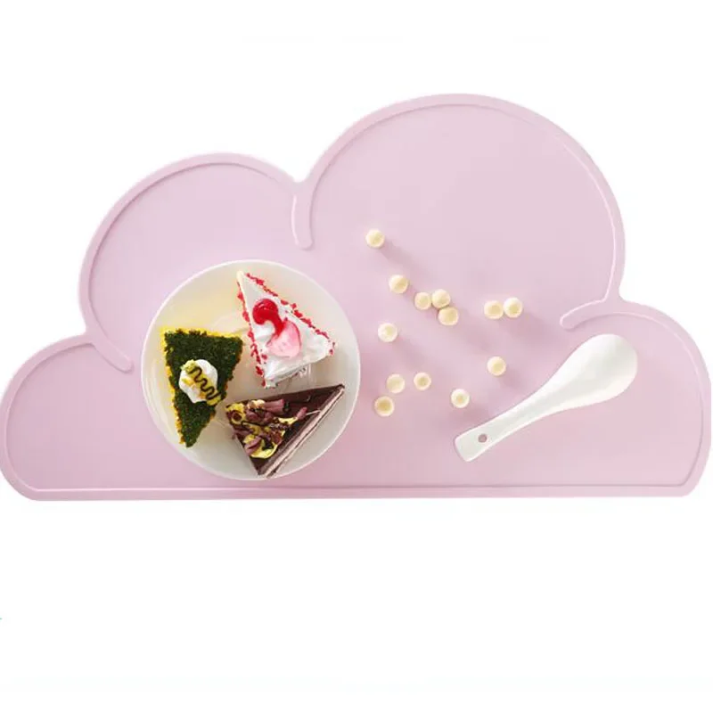 Food Grade Silicone 1Pcs Kitchen Gadget Cloud Shape Placemat Kids Plate Mat, Waterproof, Heat Insulation, Easy Cleaning