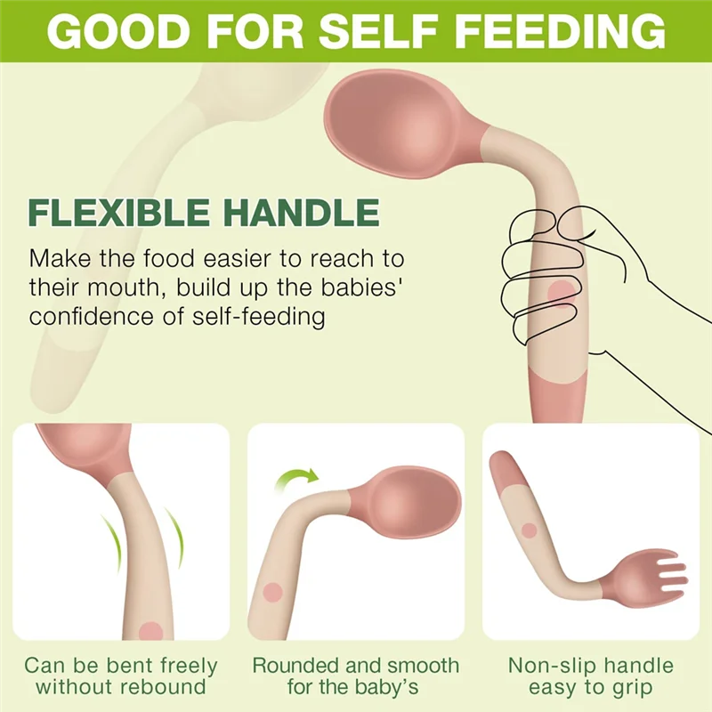 AAAN-Toddler Tableware Baby Spoon And Fork Set Children's Eating Training Tableware Children's Baby Toddler Feeding Set