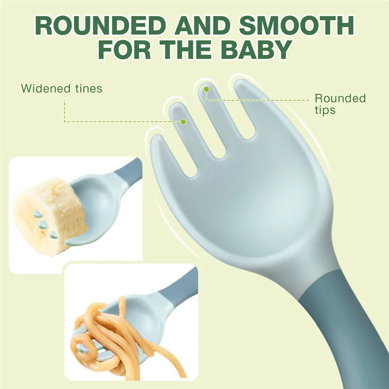 AAAN-Toddler Tableware Baby Spoon And Fork Set Children's Eating Training Tableware Children's Baby Toddler Feeding Set