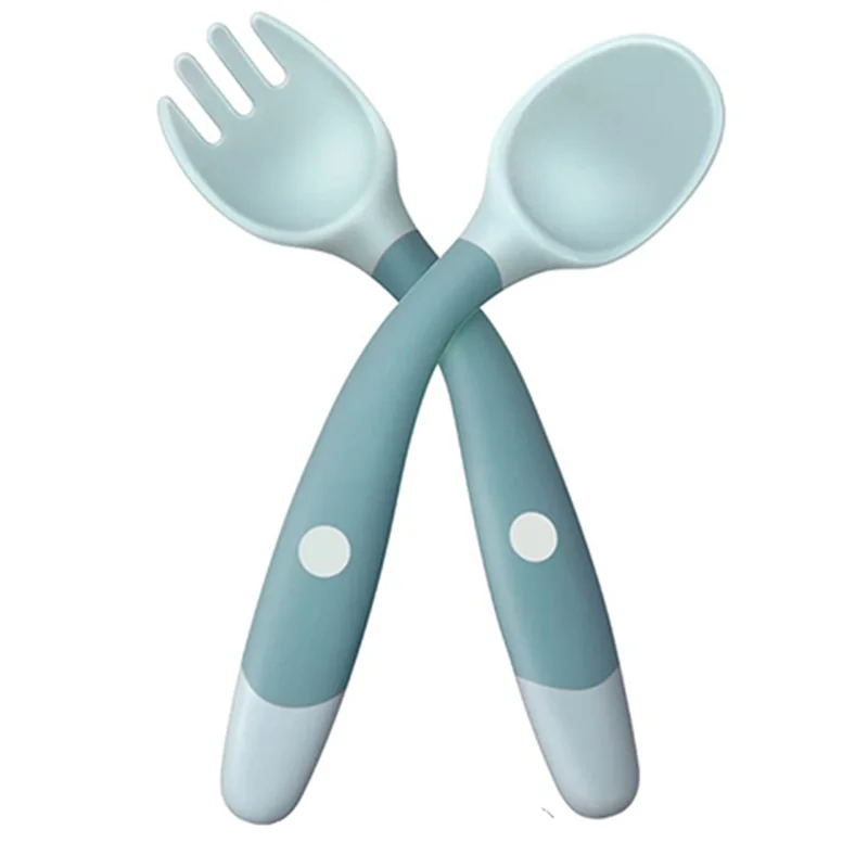 AAAN-Toddler Tableware Baby Spoon And Fork Set Children's Eating Training Tableware Children's Baby Toddler Feeding Set