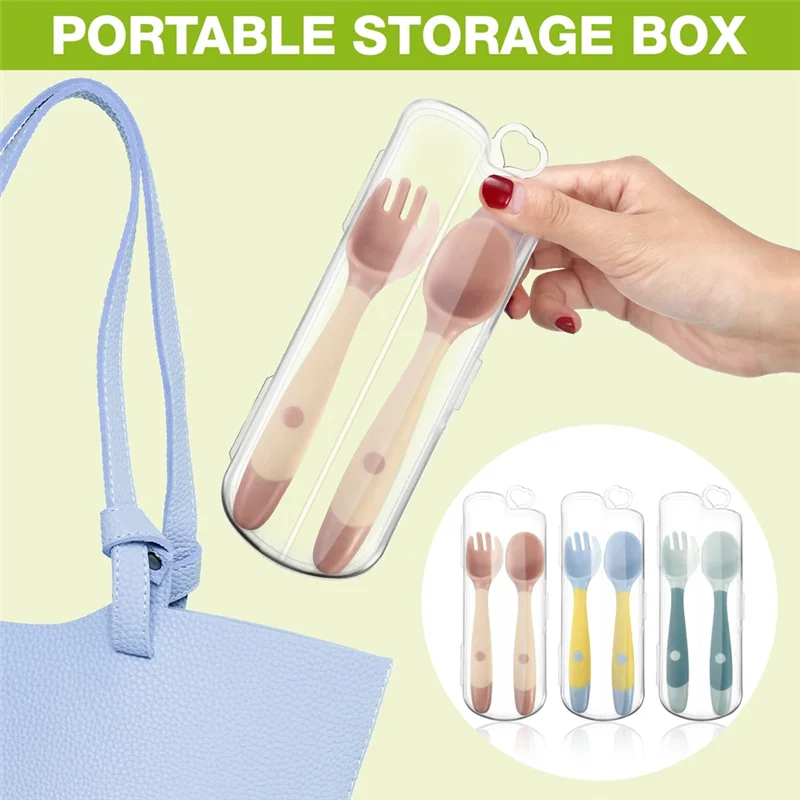 AAAN-Toddler Tableware Baby Spoon And Fork Set Children's Eating Training Tableware Children's Baby Toddler Feeding Set