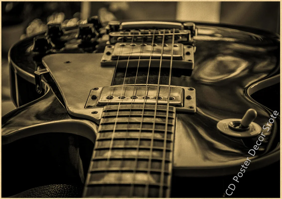 Guitar Collection Poster Prints Kraft Paper Posters DIY Vintage Home Room Bar Cafe Music Club Decor Aesthetic Art Wall Painting