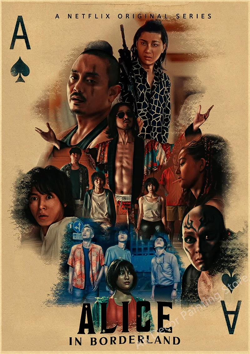 Hot TV Alice In Borderland Season 1 2 Poster Retro Kraft Paper Prints Picture Vintage Home Room Cafe Bar Art Wall Decor Painting