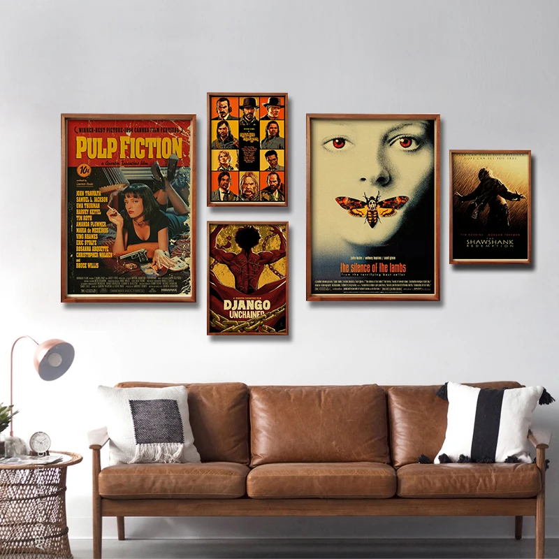 Classic Movie Collection Retro Posters Pulp Fiction/Django Unchained Prints Tarantino Vintage Home Room Art Wall Decor Painting