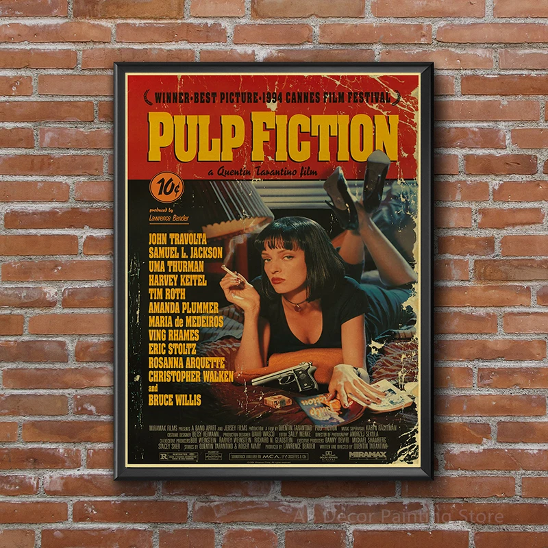 Classic Movie Collection Retro Posters Pulp Fiction/Django Unchained Prints Tarantino Vintage Home Room Art Wall Decor Painting