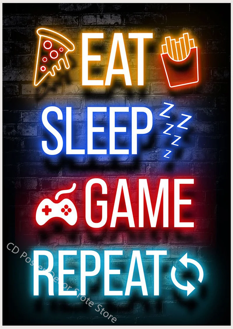 Gaming Quotes Poster Custom Posters DIY Funny Gamer Slogan Home Game Room Playroom Decor Aesthetic Art Wall Painting Sticker