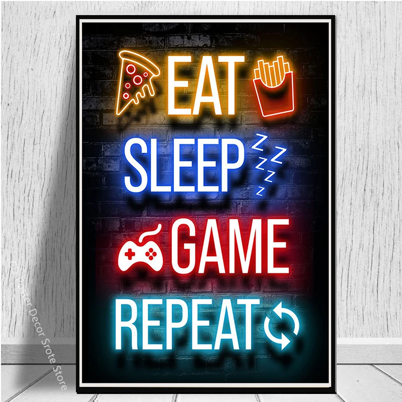 Gaming Quotes Poster Custom Posters DIY Funny Gamer Slogan Home Game Room Playroom Decor Aesthetic Art Wall Painting Sticker