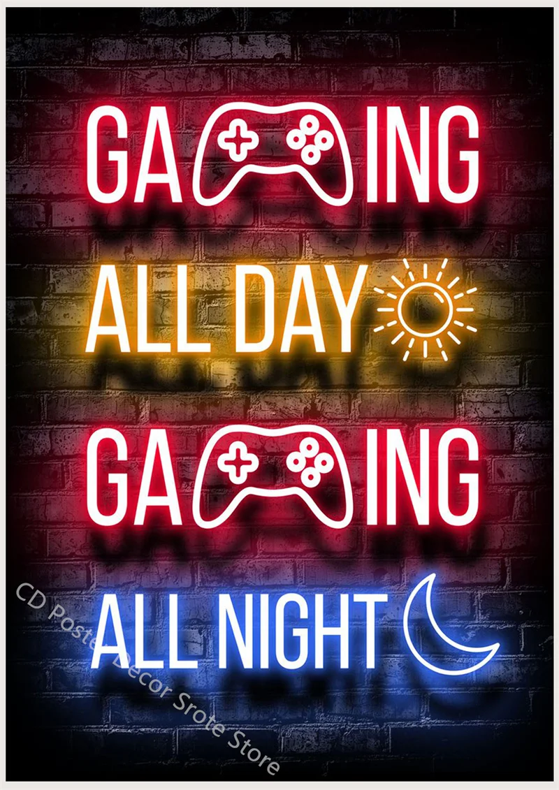 Gaming Quotes Poster Custom Posters DIY Funny Gamer Slogan Home Game Room Playroom Decor Aesthetic Art Wall Painting Sticker