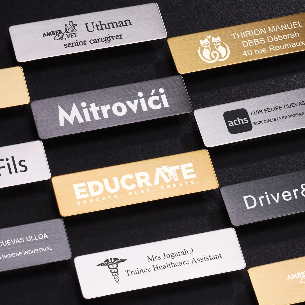 Free Customizable Steel Metal Tag Business ID Plate Personalized Engraved any Text Logo Name  Plaques & Signs for Mail Box/ Door