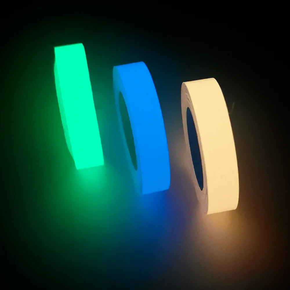 1Roll Fluorescent Self-Adhesive Glow-In-The-Dark Tape Light Strip Fire Channel Stage Decoration Safety Exit Warning Sticker Tape