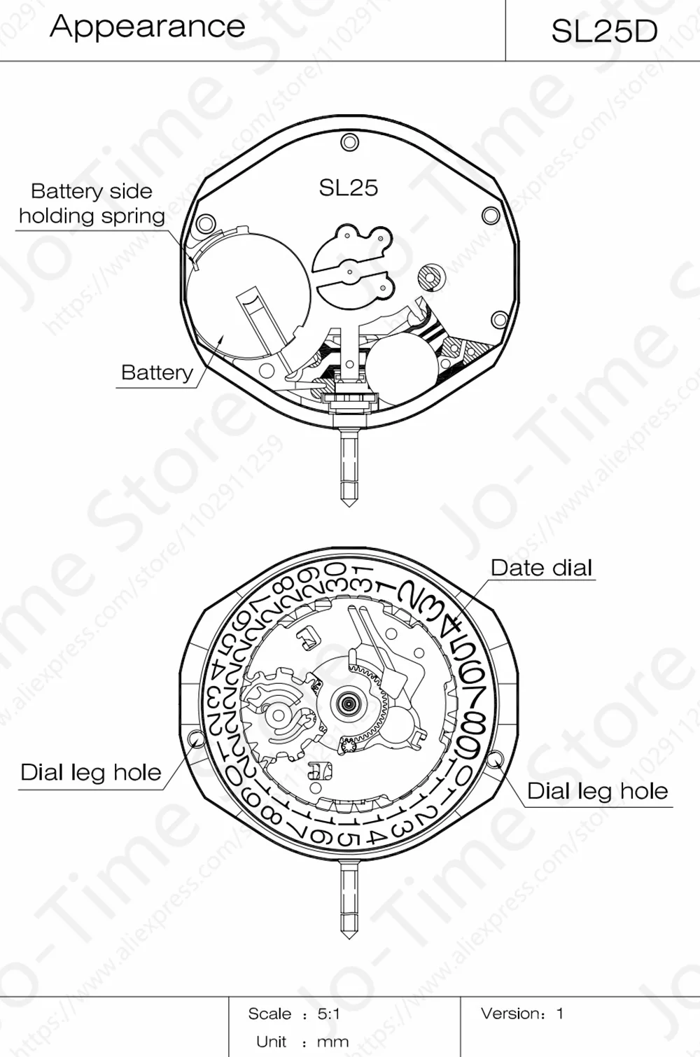 Sunon SL25-3 Quartz Watch Movement Calendar Date Display China Made Wristwatch Part Affordable Replacement 2015 Model