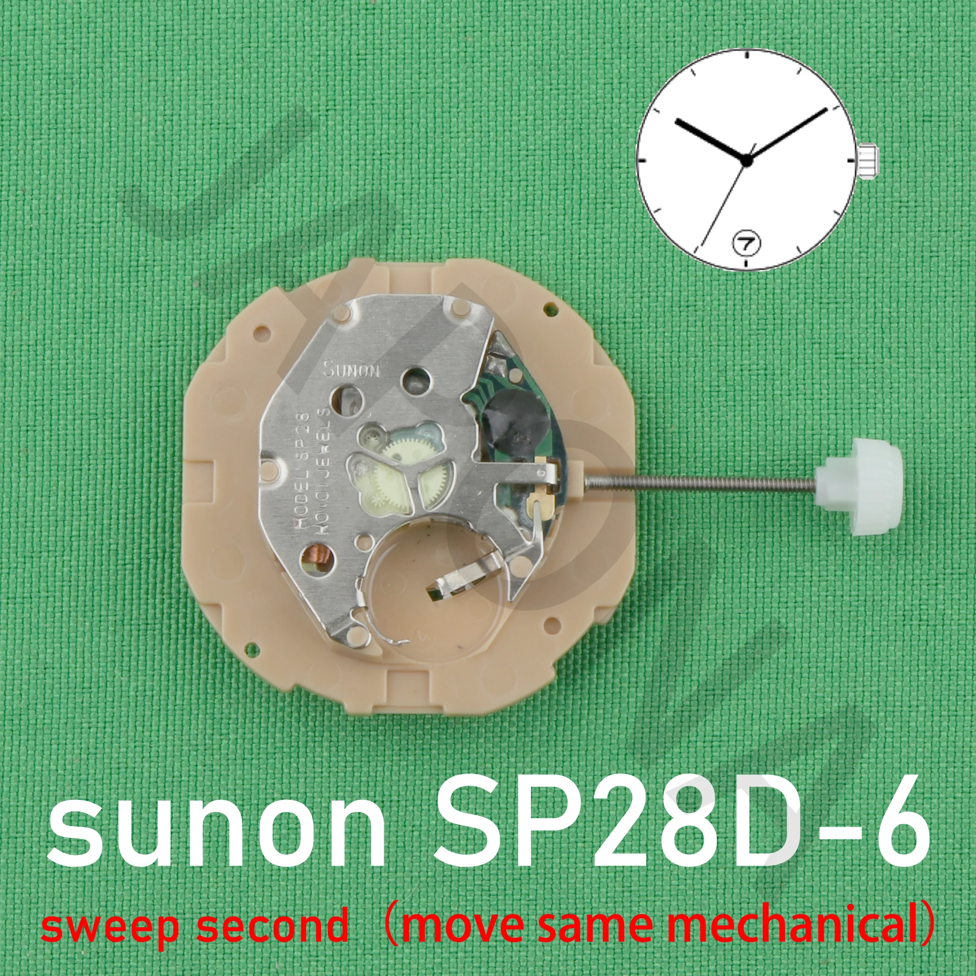 SP28 movement Chinese SUNON SP28D-3 sweep second with date movement same machinery wholesale sweep movement