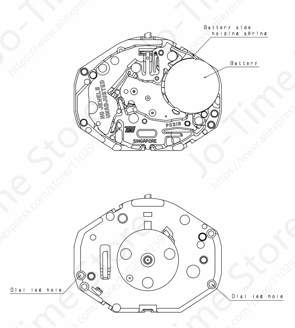 TMI PC21 Japanese Quartz Movement Watch Accessories 3-Hands Electronic Replacement for Miyota PC21s High-Quality Watch Repair