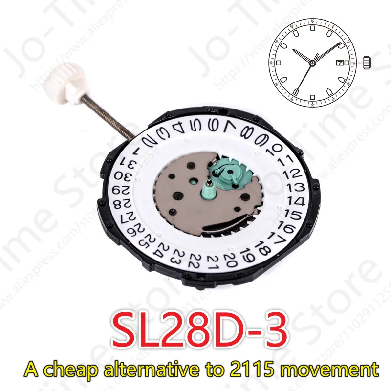 Sunon SL28-3 Quartz Movement Three Hands Calendar Date a Affordable Long-Duration Accuracy up to 2115 for Watch Repair
