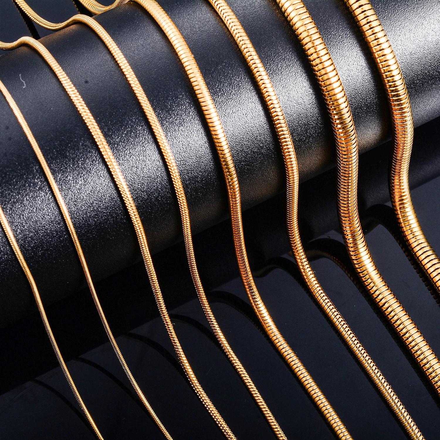 1mm/1.5mm/2.4mm/4.2mm Stainless Steel Round Snake Chain Gold Color Necklace For Women And Men Hip Hop Jewelry Gift