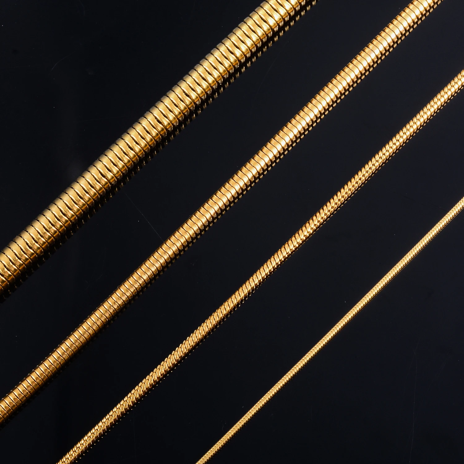 1mm/1.5mm/2.4mm/4.2mm Stainless Steel Round Snake Chain Gold Color Necklace For Women And Men Hip Hop Jewelry Gift