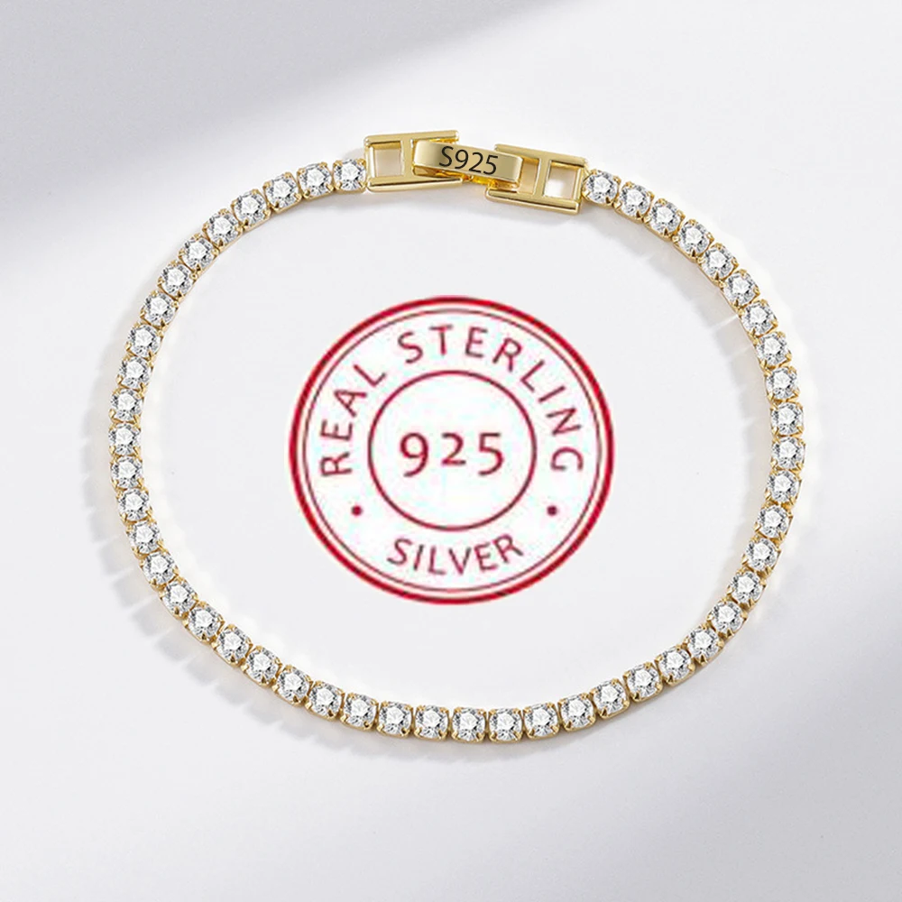 New 925 Sterling Silver Bracelet Love Elegant Zircon Tennis Crystal Chain for Women Fashion Noble Engagement Wedding Glam