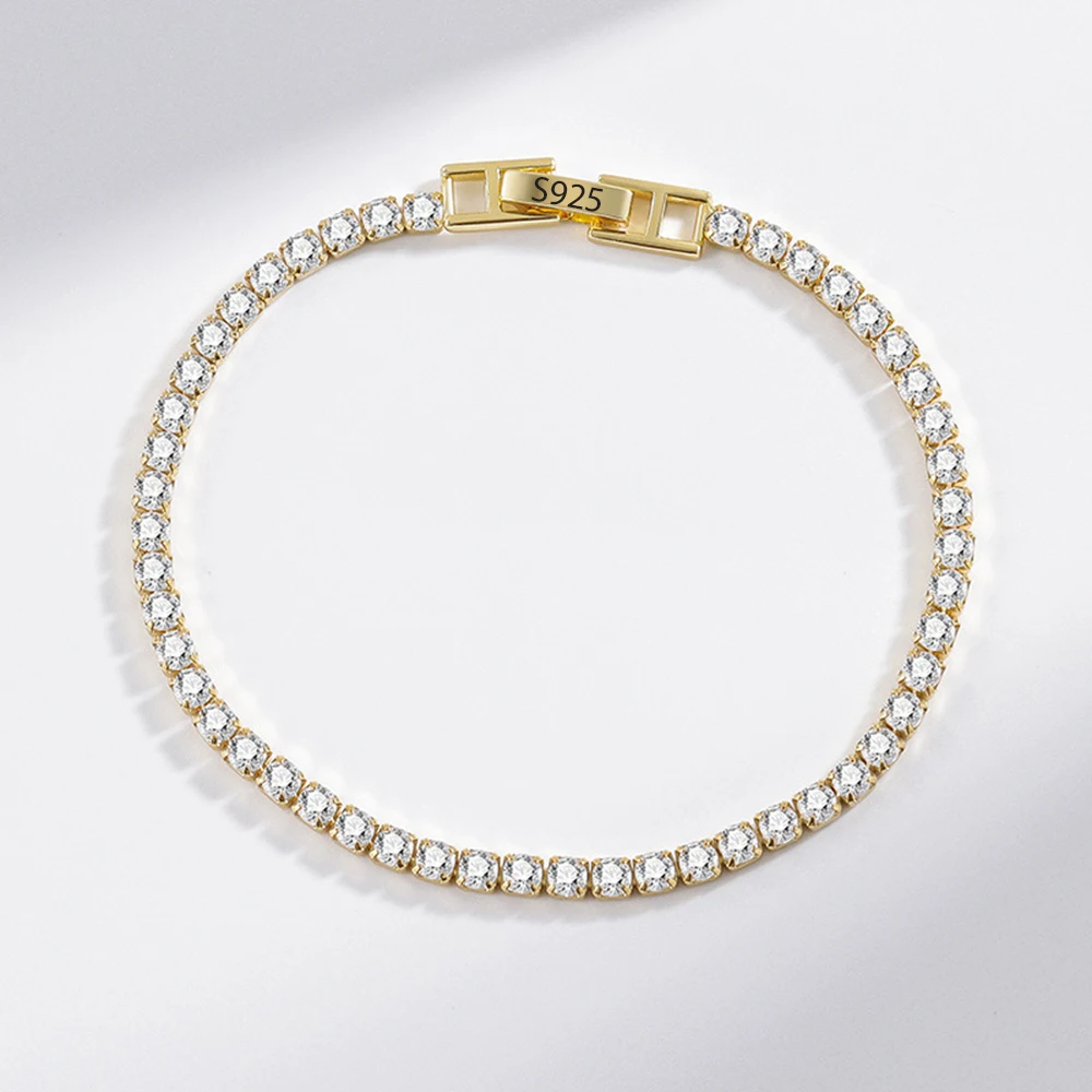 New 925 Sterling Silver Bracelet Love Elegant Zircon Tennis Crystal Chain for Women Fashion Noble Engagement Wedding Glam