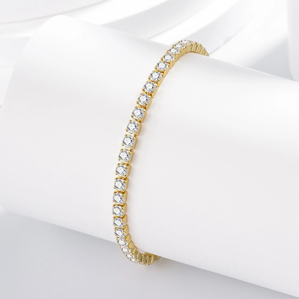 New 925 Sterling Silver Bracelet Love Elegant Zircon Tennis Crystal Chain for Women Fashion Noble Engagement Wedding Glam