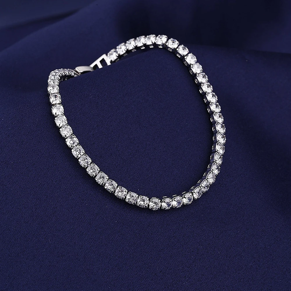New 925 Sterling Silver Bracelet Love Elegant Zircon Tennis Crystal Chain for Women Fashion Noble Engagement Wedding Glam