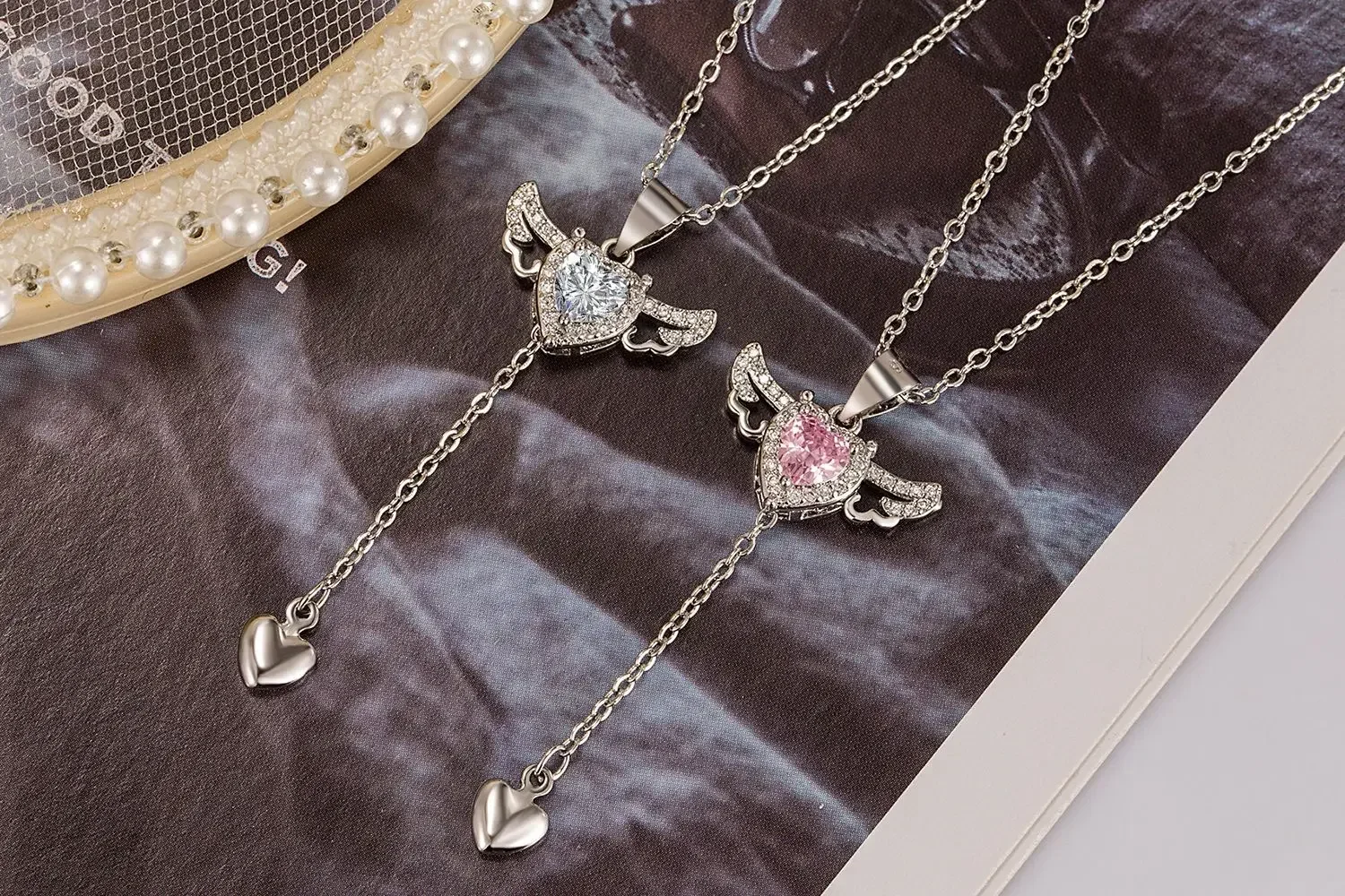 925 Sterling Silver Heart Angel Wings Pendant Choker Necklaces For Women Aesthetic Jewelry Accessories Money Jewellery 925 Sterling Silver Heart Angel Wings Pendant Choker Necklaces For Women Aesthetic Jewelry Accessories Money Jewellery