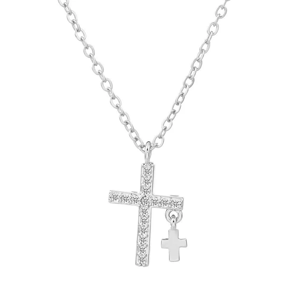Fashion Simple Stainless Steel Cross Necklaces for Women Luxury Design Metal Zircon Clavicle Chain Choker Jewelry Birthday Gift