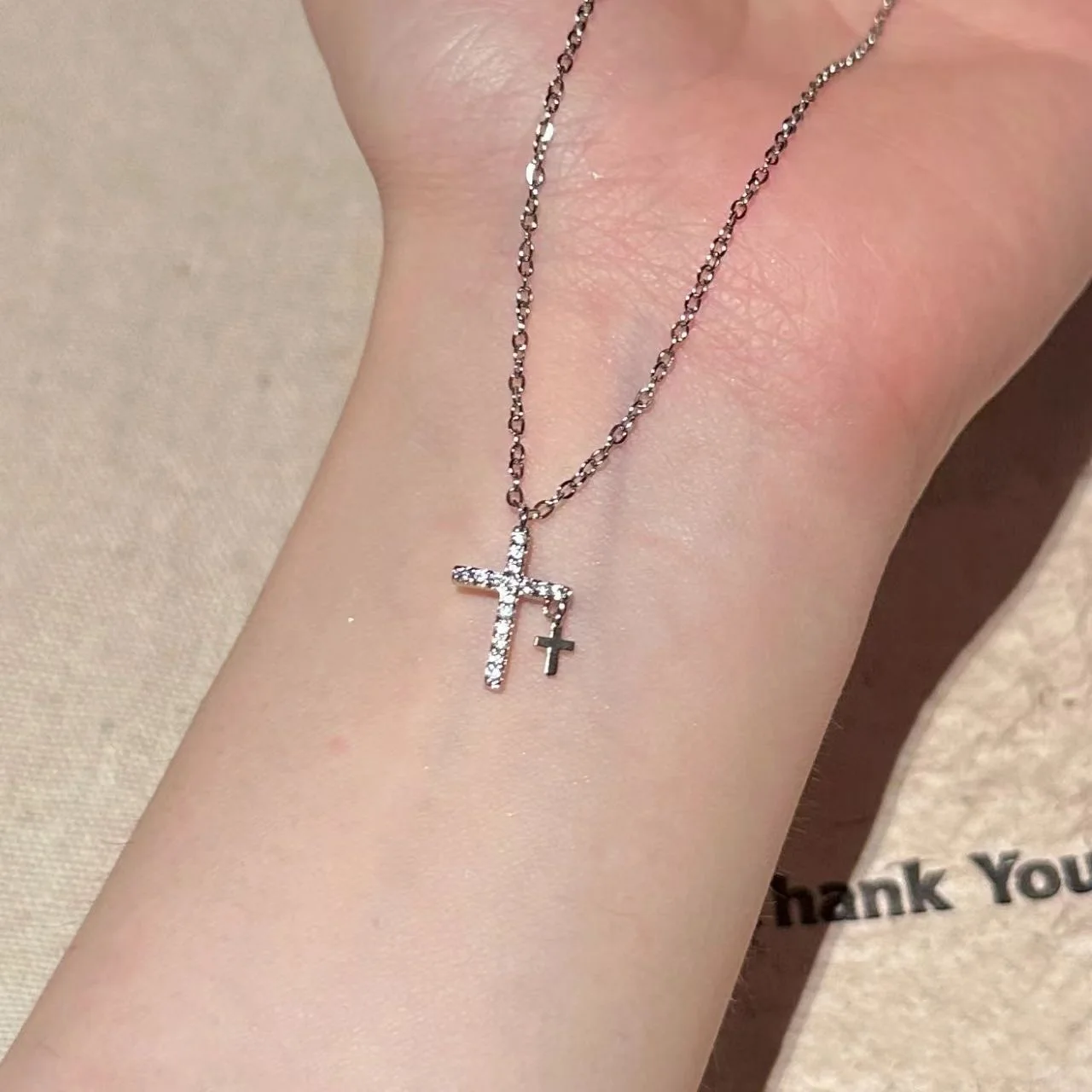 Fashion Simple Stainless Steel Cross Necklaces for Women Luxury Design Metal Zircon Clavicle Chain Choker Jewelry Birthday Gift