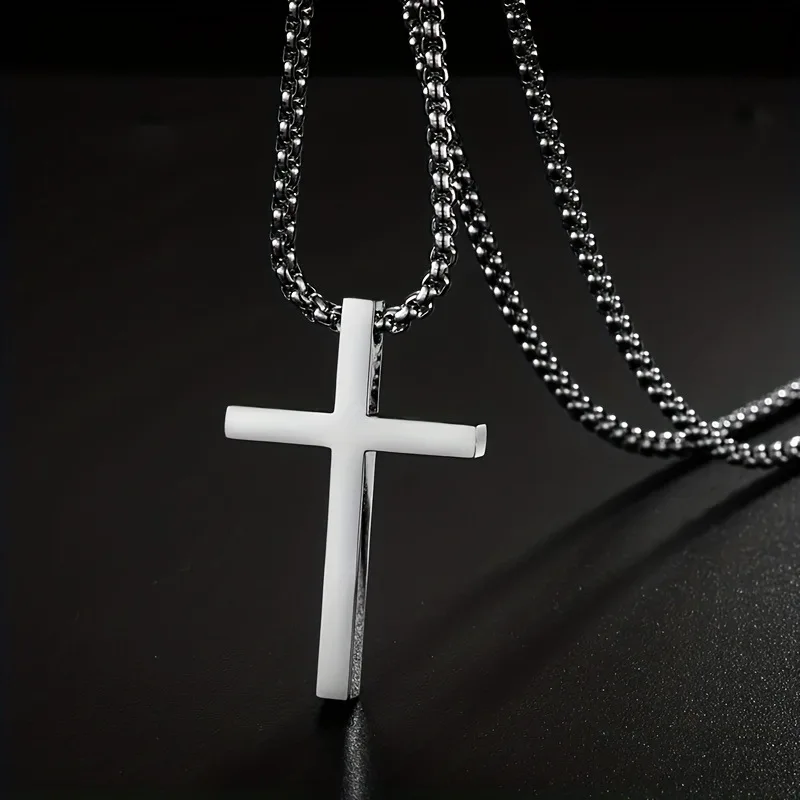 LATS Vintage Stainless Steel Chain Alloy Cross Pendant Necklace High Quality Jewelry Wholesale