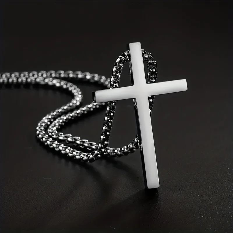 LATS Vintage Stainless Steel Chain Alloy Cross Pendant Necklace High Quality Jewelry Wholesale