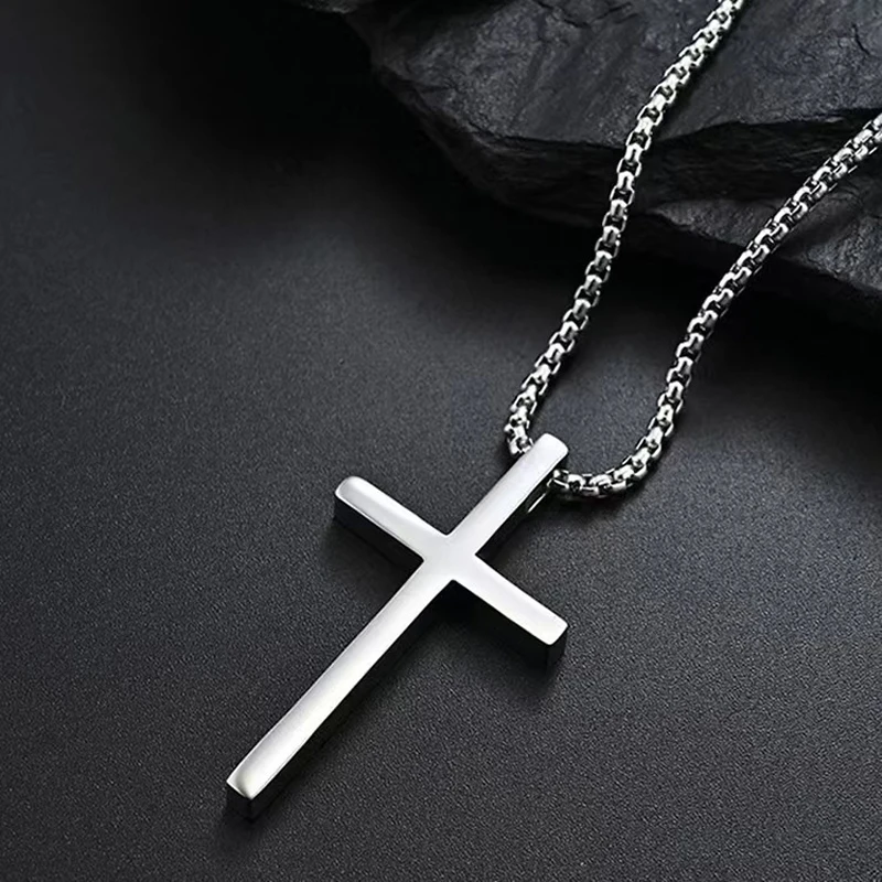 LATS Vintage Stainless Steel Chain Alloy Cross Pendant Necklace High Quality Jewelry Wholesale